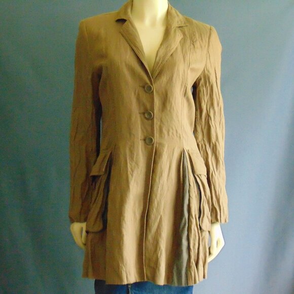 Cabi 840 Treasure Hunter Steampunk Khaki Gold Metal Jacket Coat M - Picture 1 of 15